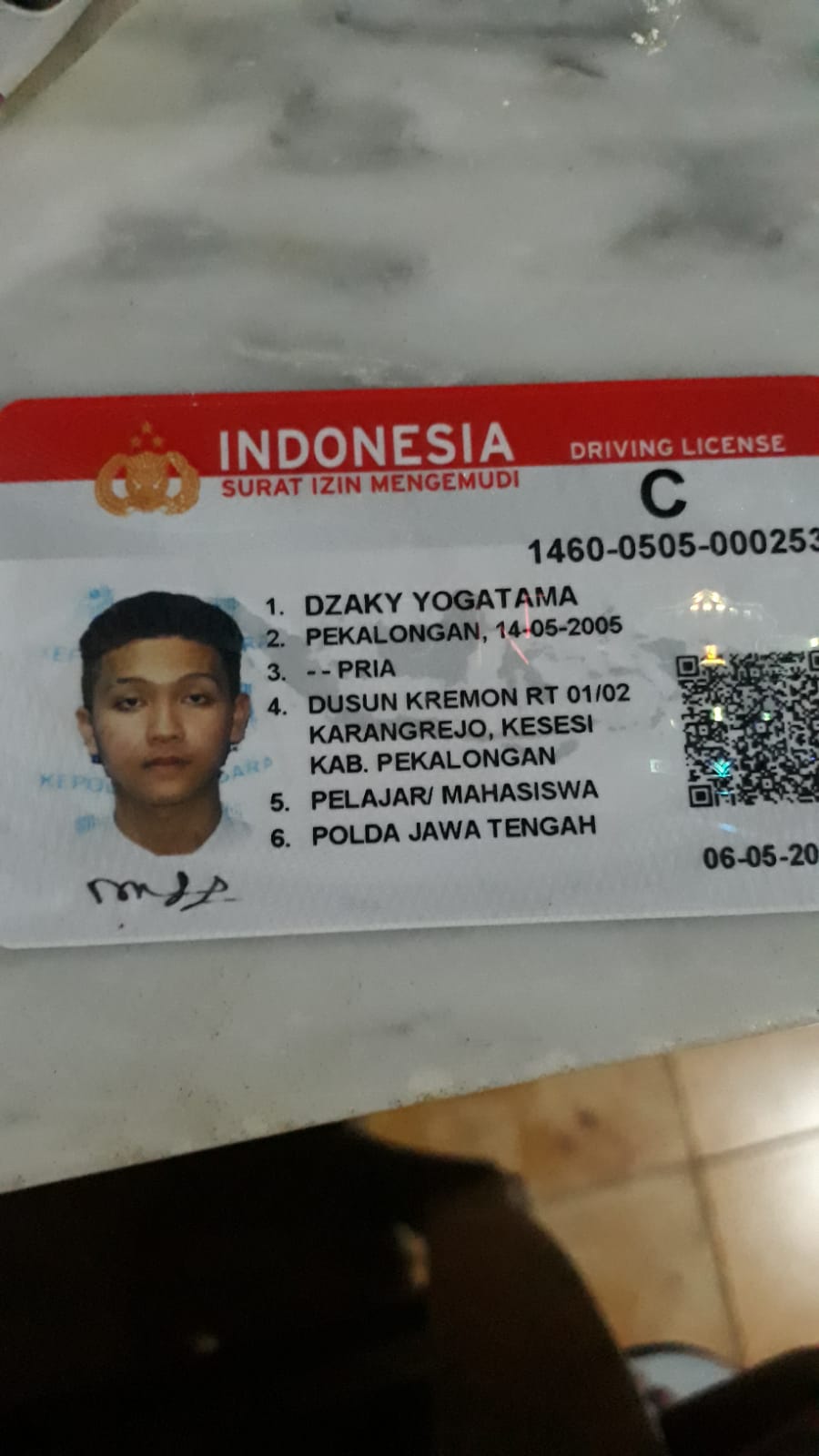 Foto laporan SIM motor (HB6243)