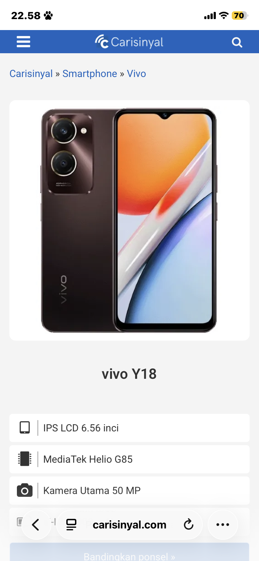 Foto laporan vivo y18 (HB6603)
