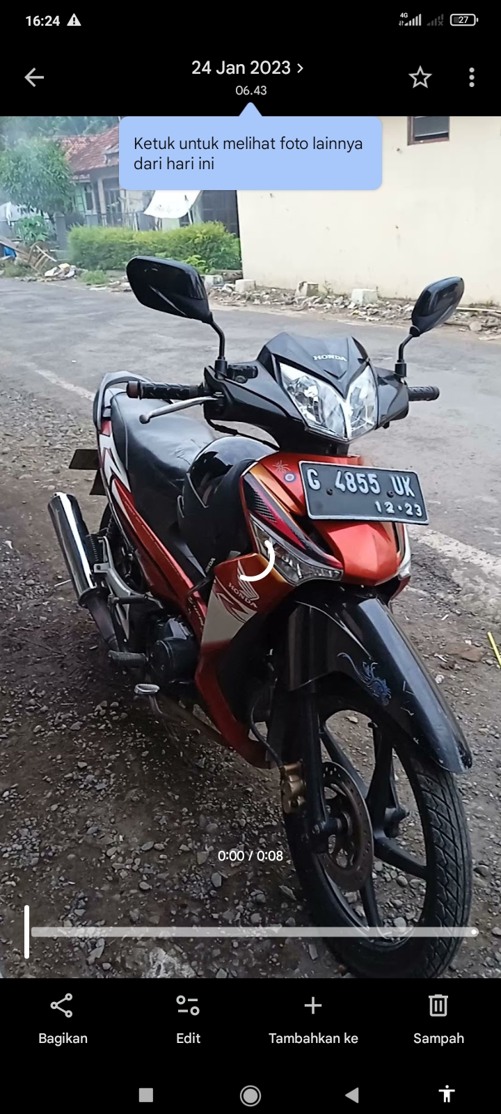 Foto laporan Motor Supra X (HB6636)