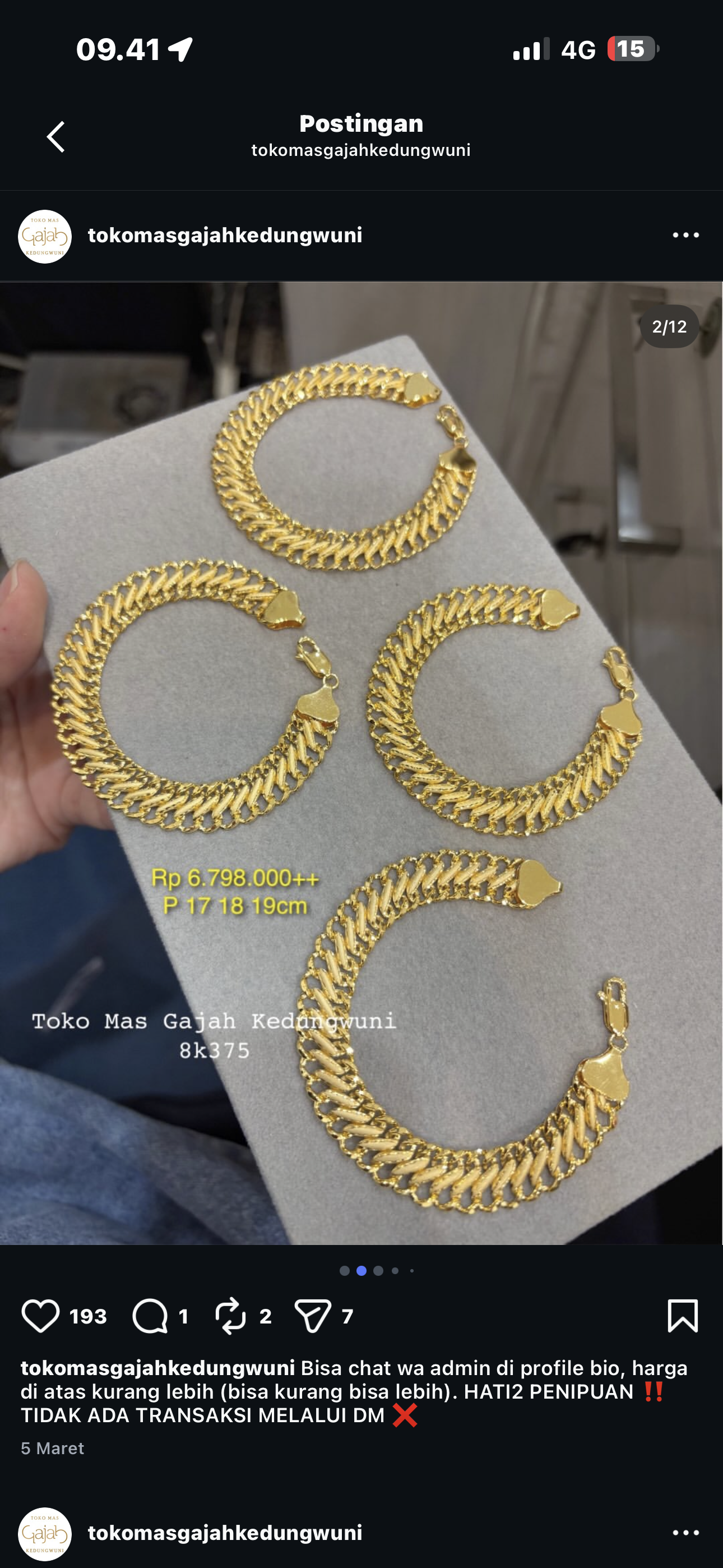 Foto laporan Gelang emas (HB6643)