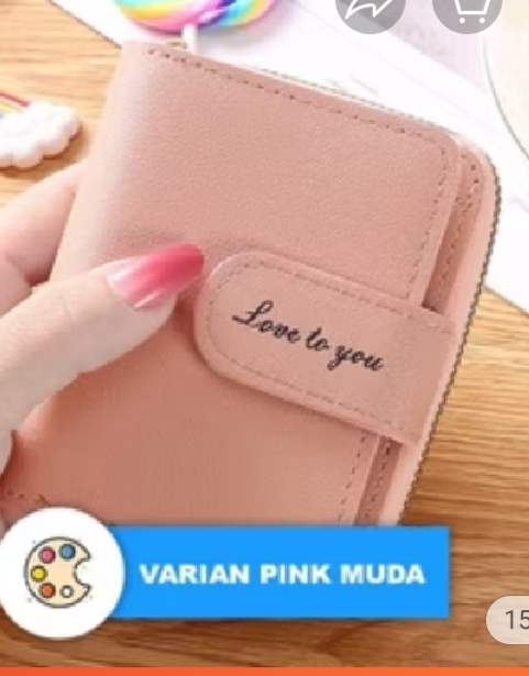 Foto laporan Dompet lipat resleting warna pink (HB7005)