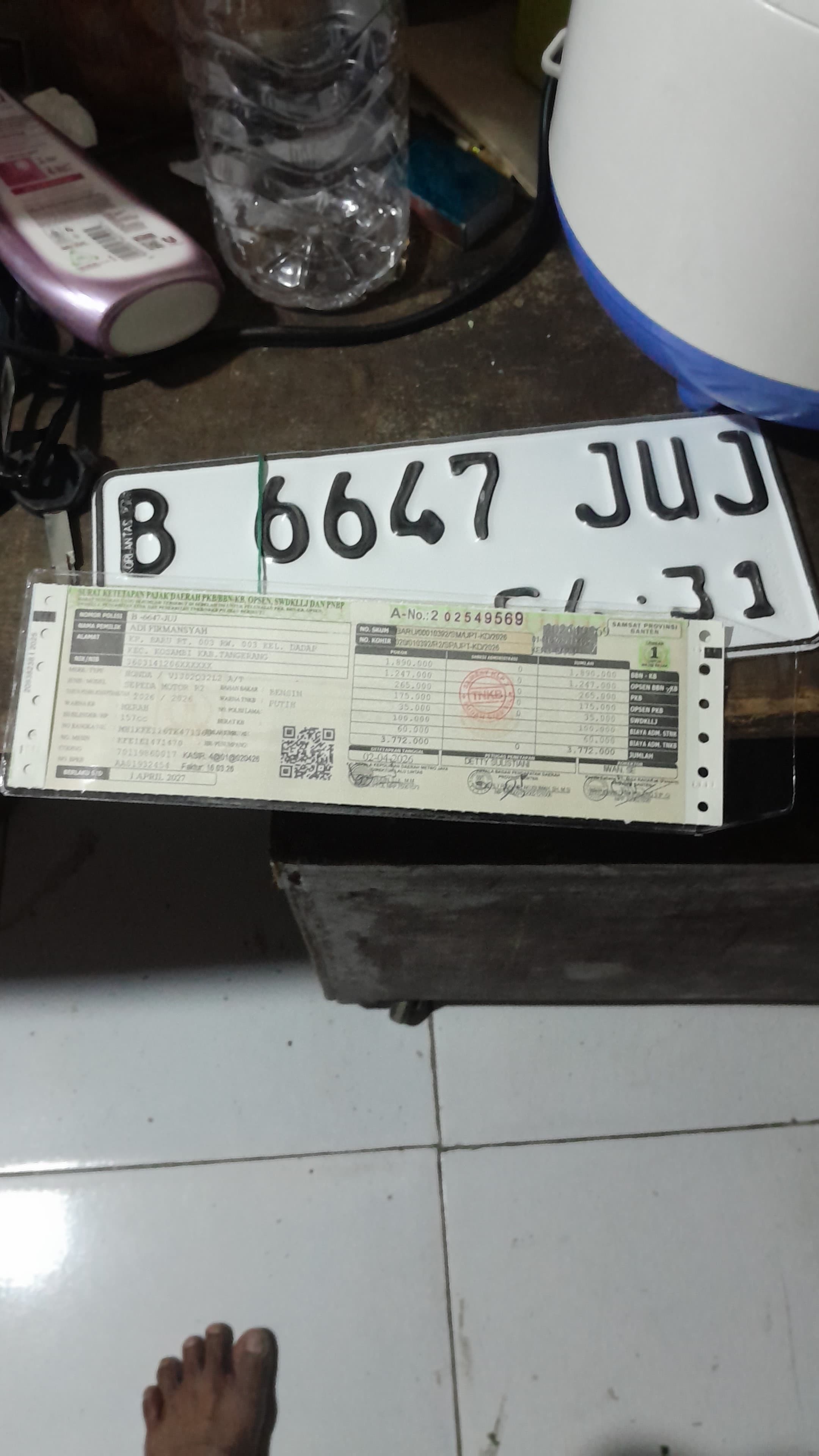 Foto laporan Stnk pcx (warna merah) 2026 plat B (HB7036)