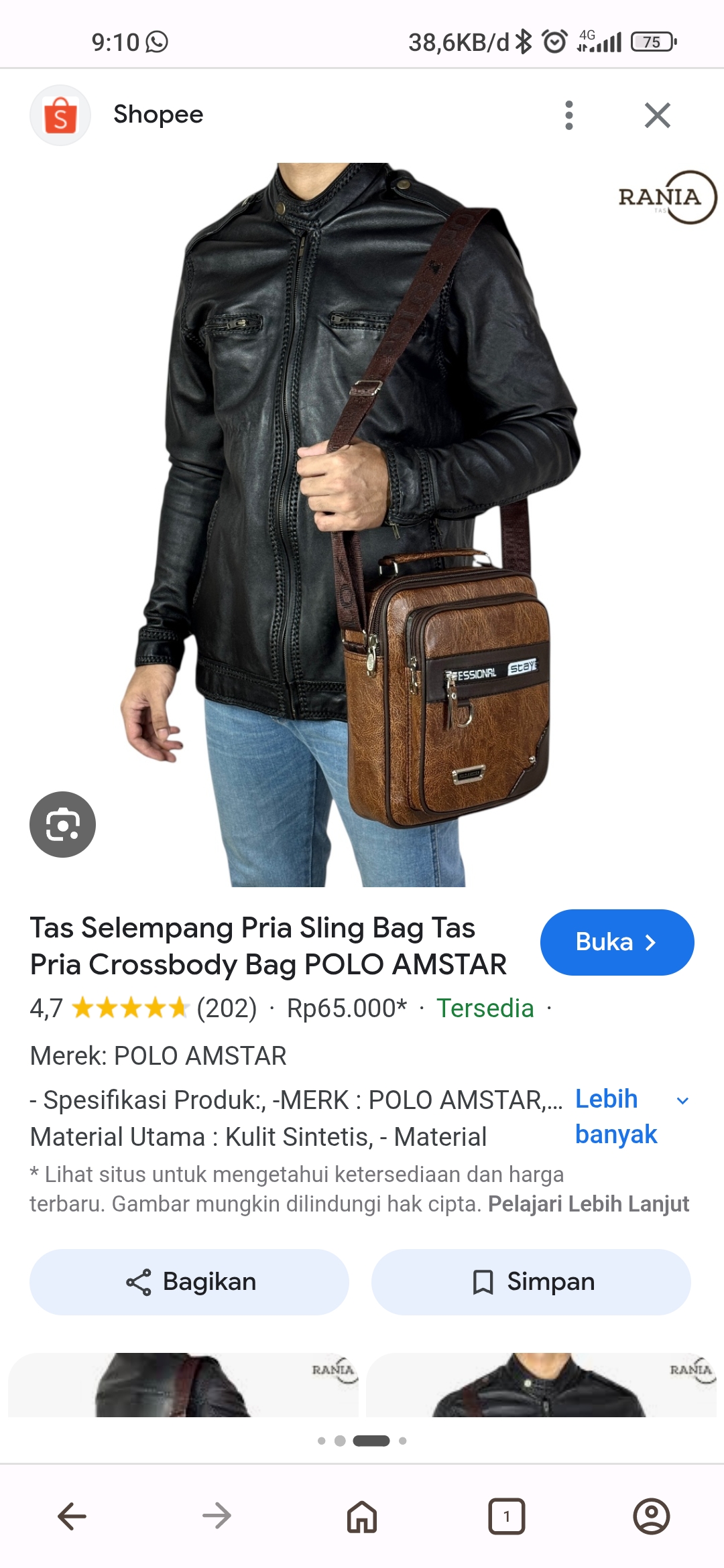 Foto laporan tas selempang hijau pucat (HB7261)