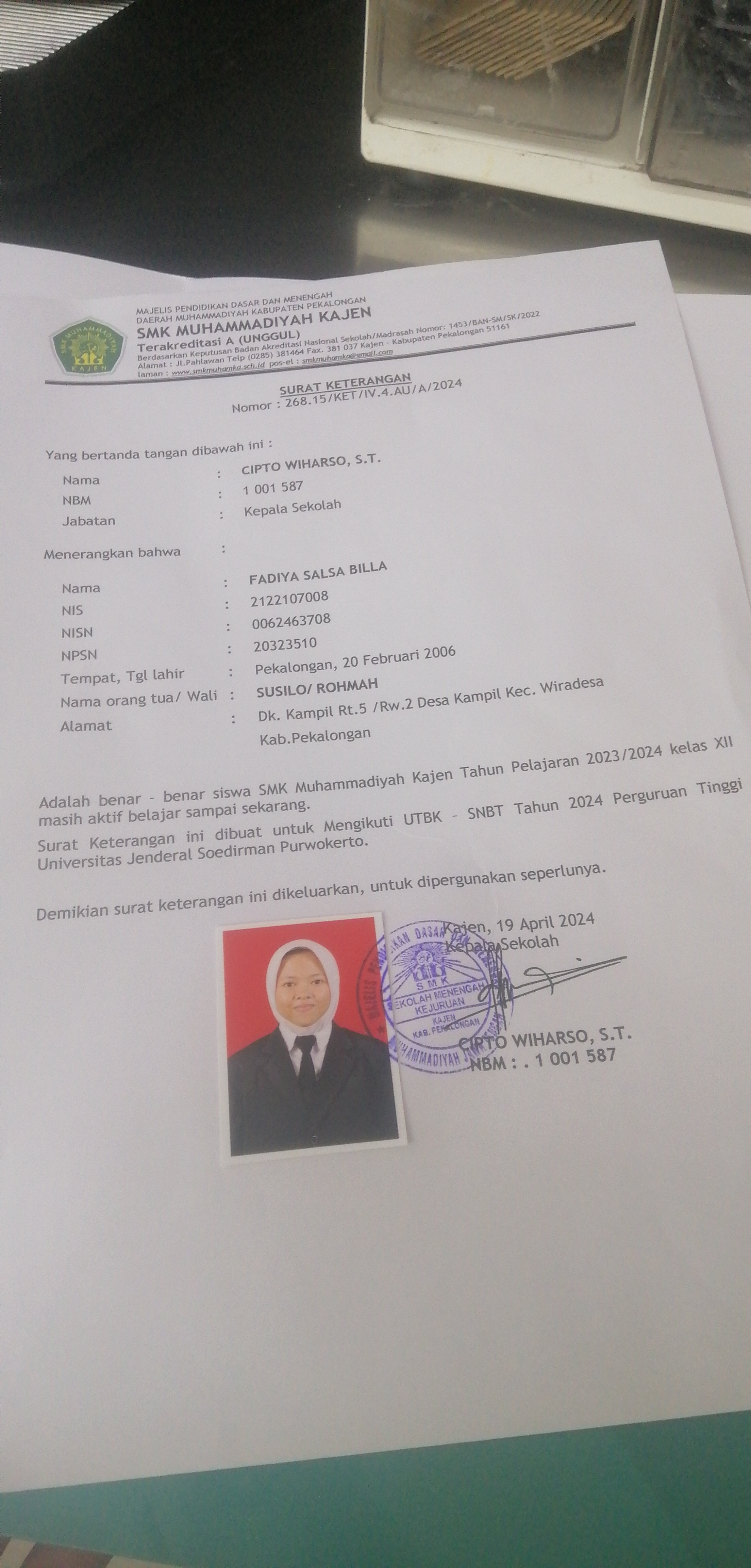 Foto laporan dokumen (TB0069)