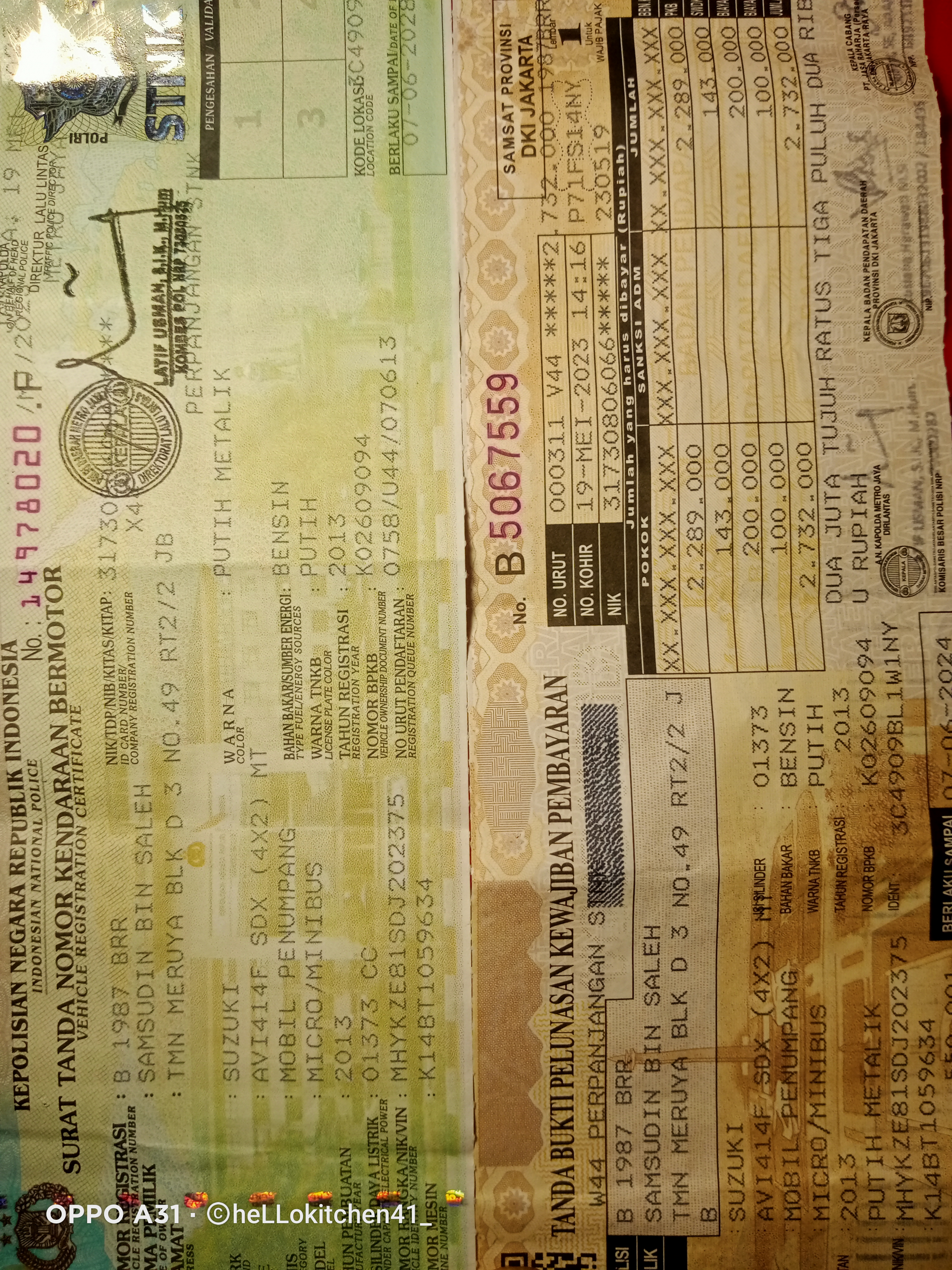 Foto laporan STNK mobil (TB0075)
