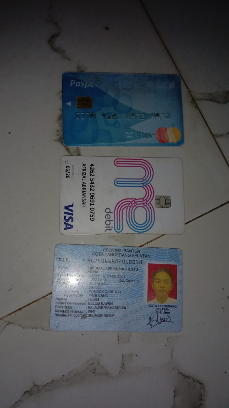 Foto laporan KTP, ATM,VISA DEBIT (TB0127)
