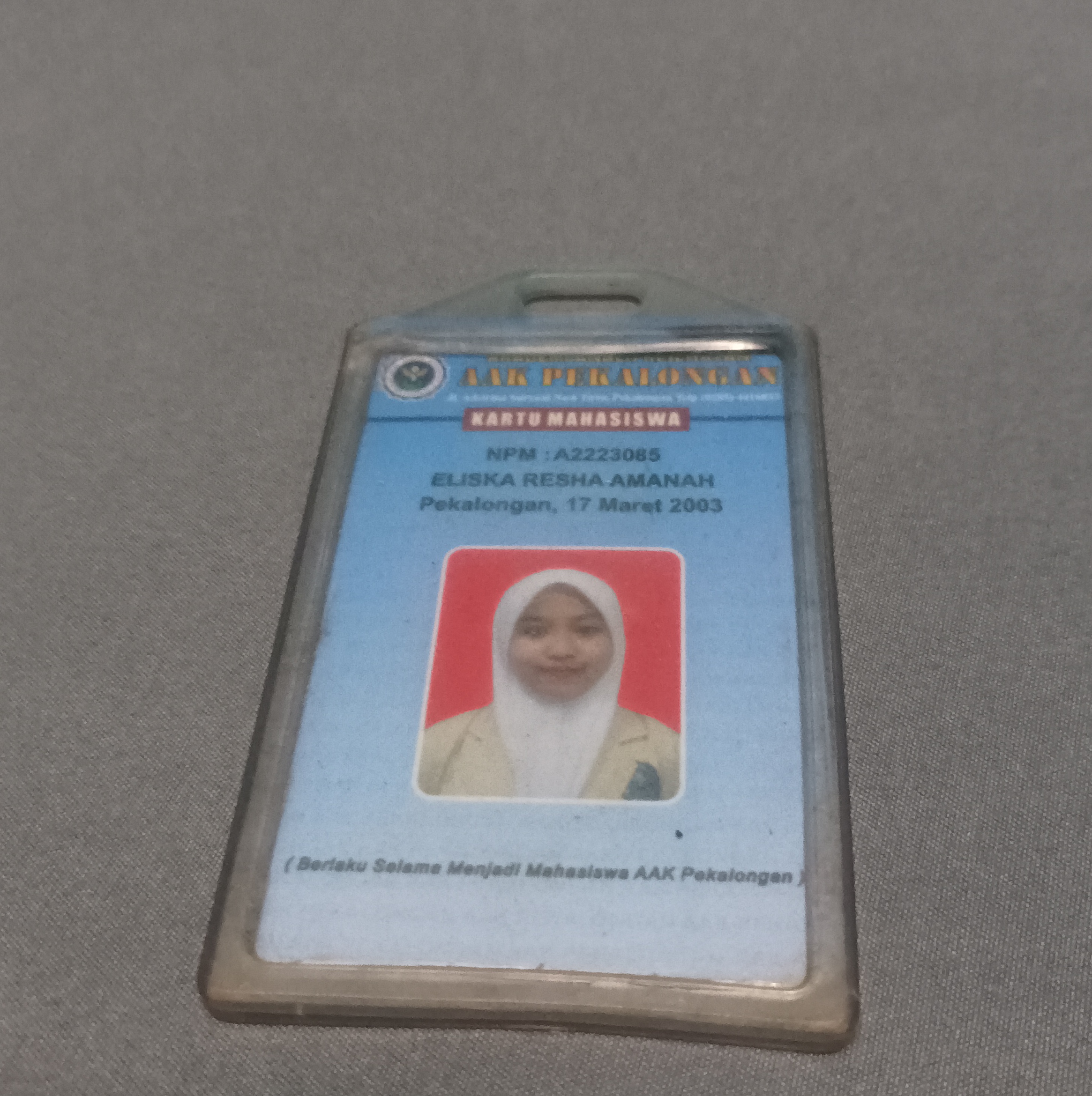 Foto laporan Kartu Mahasiswa (TB0144)