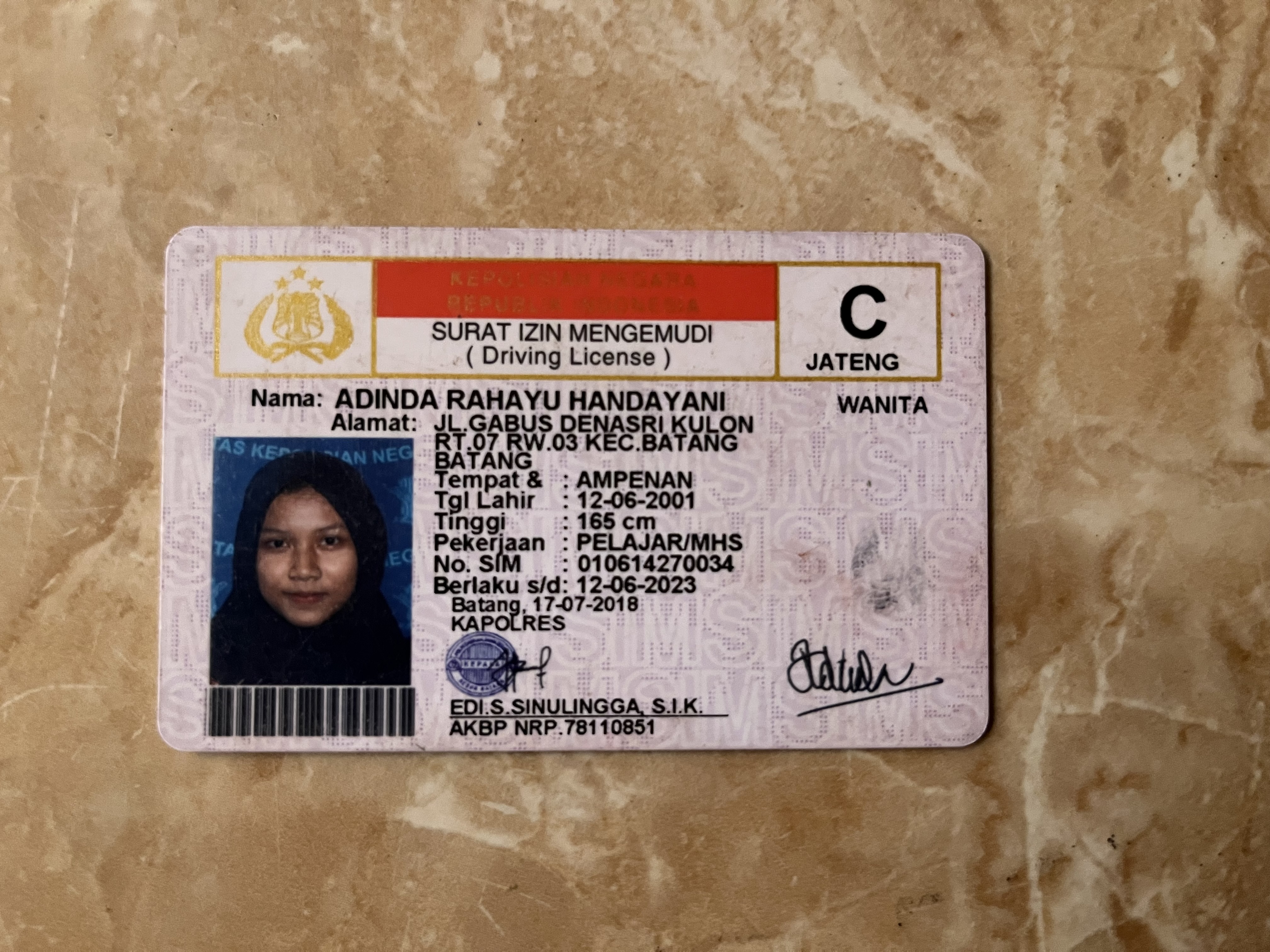Foto laporan sim (TB0270)