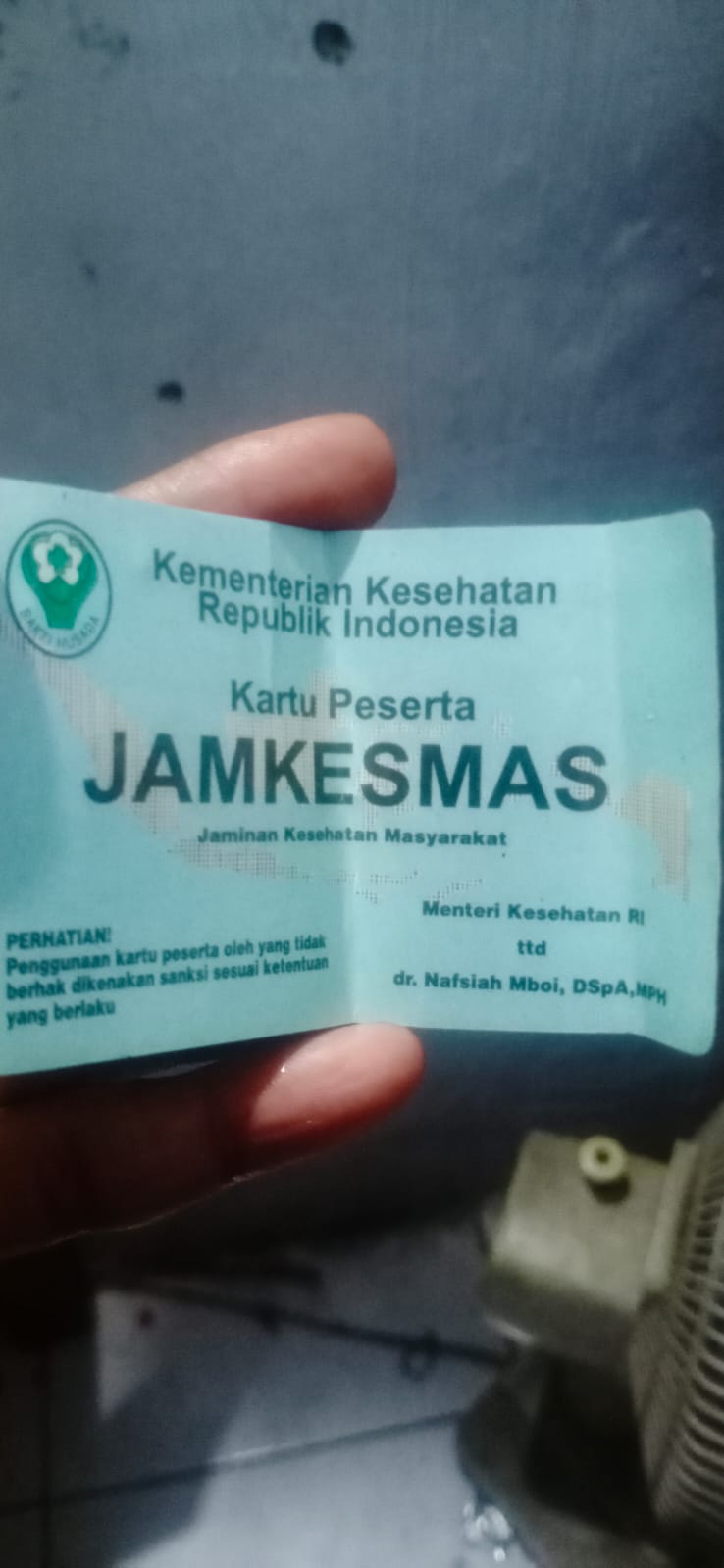Foto laporan Kartu Peserta Jamkesmas an Rozikin Medono Pekalongan (TB0275)