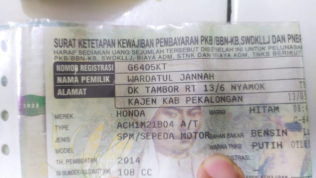 Foto laporan Kunci motor beserta STNK (TB0468)