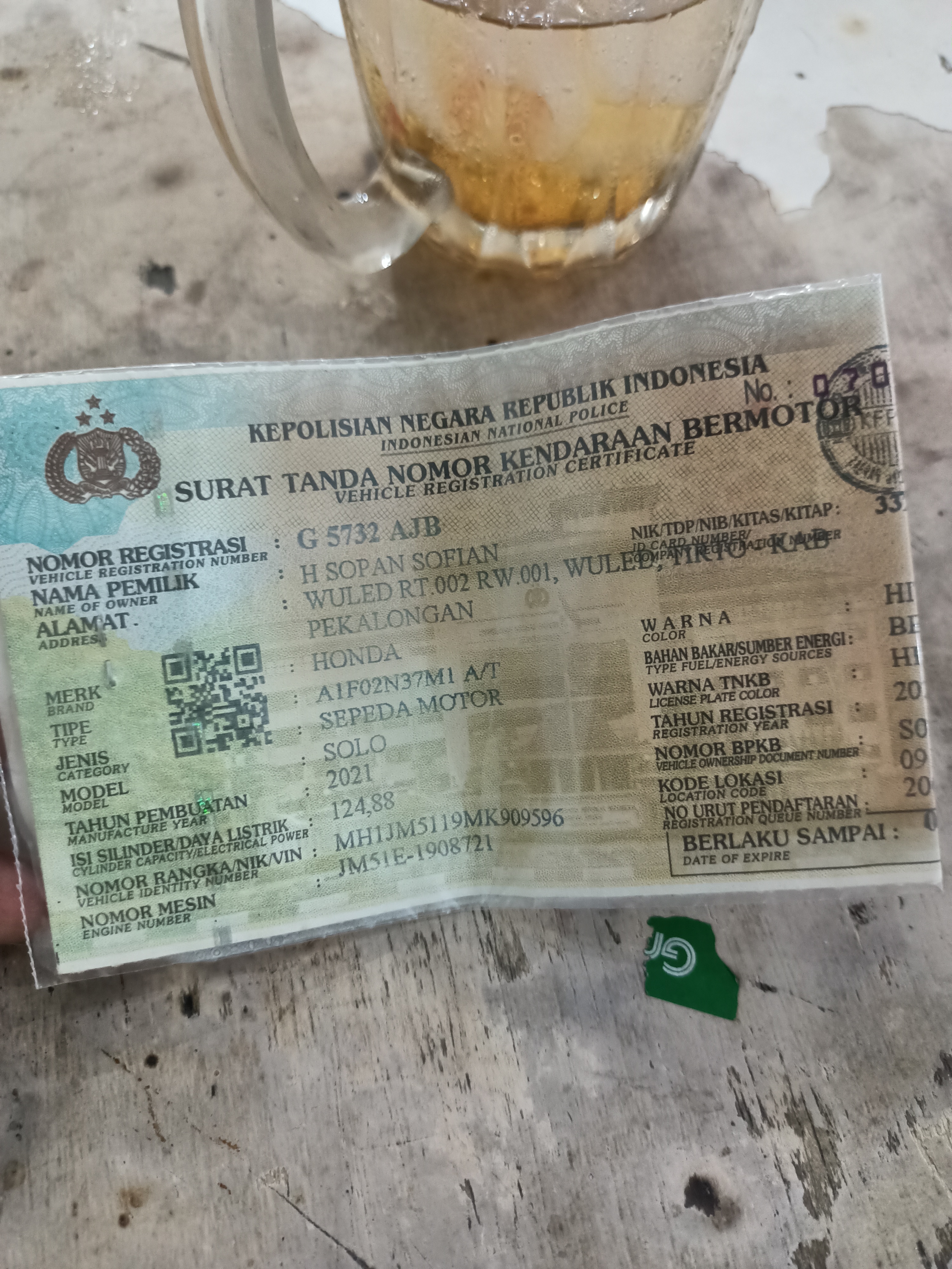 Foto laporan Stnk (TB0669)