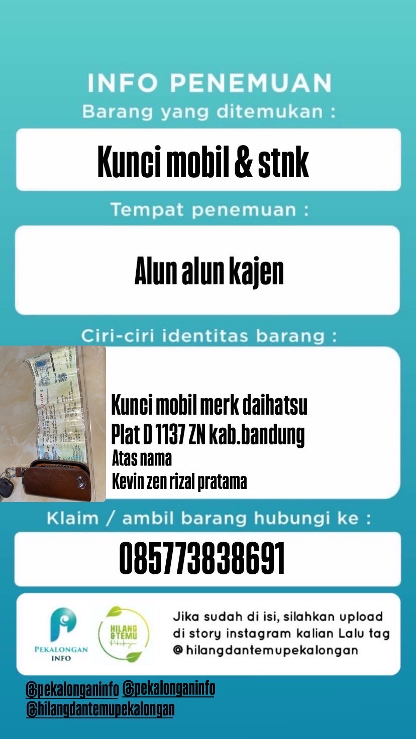 Foto laporan Kunci mobil dan stnk (TB0733)