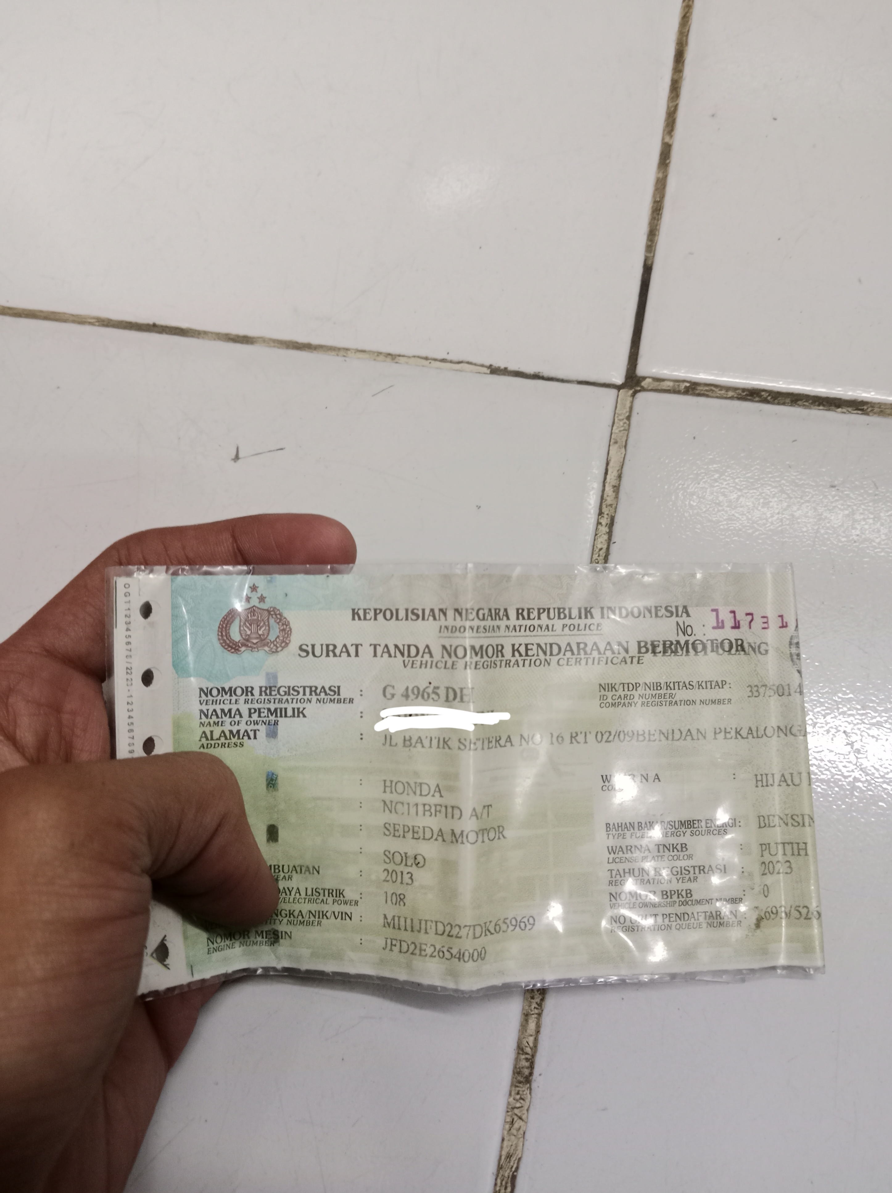 Foto laporan STNK (TB0753)
