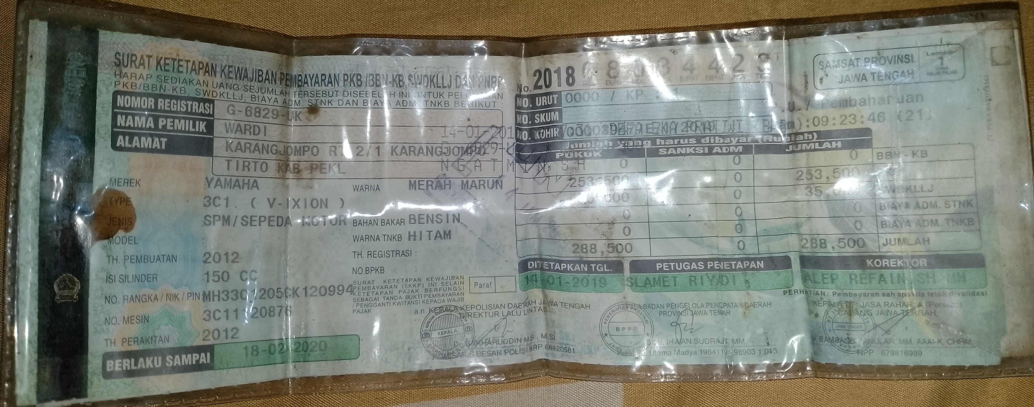 Foto laporan Stnk (TB0762)