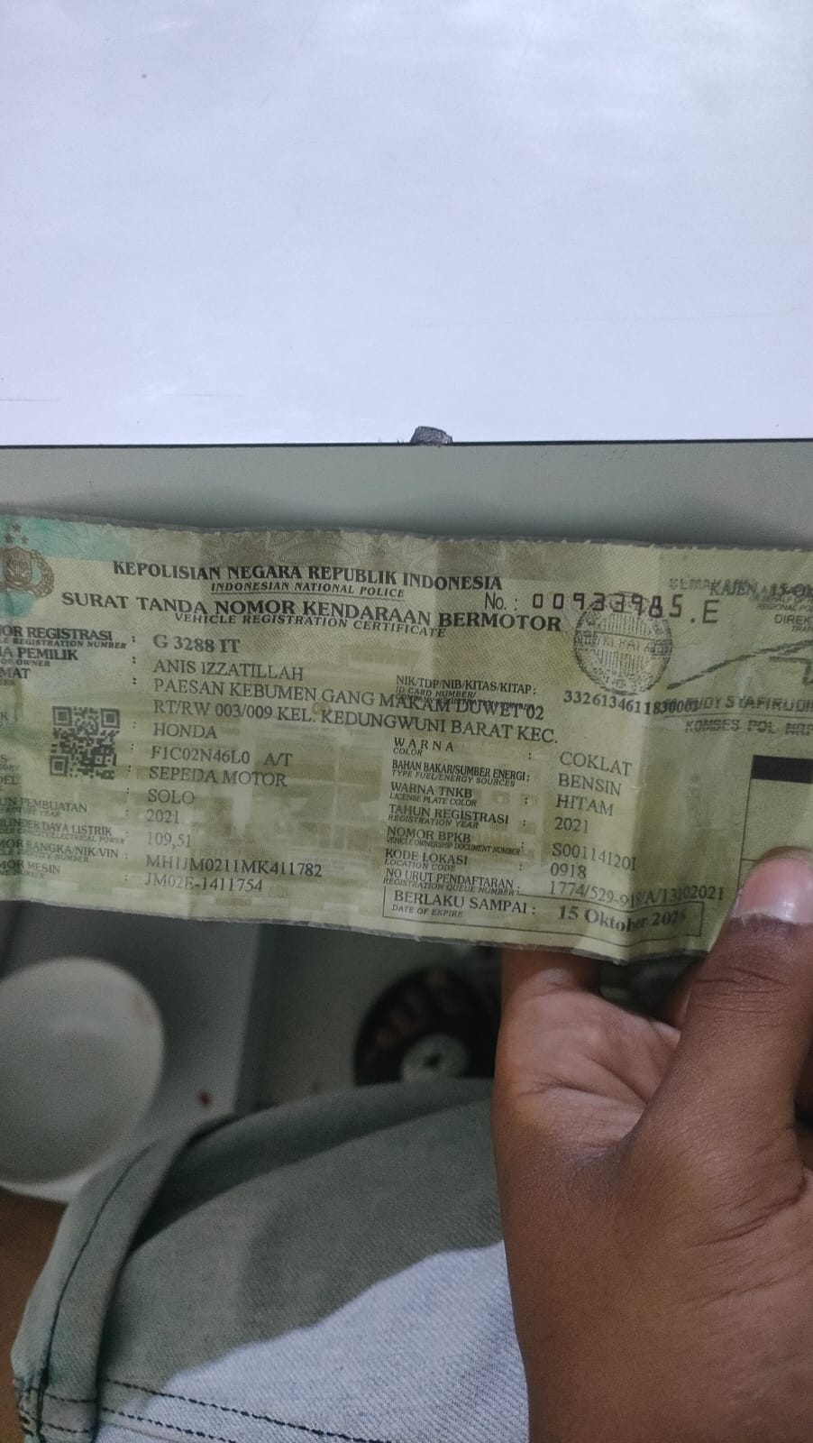 Foto laporan STNK (TB0806)