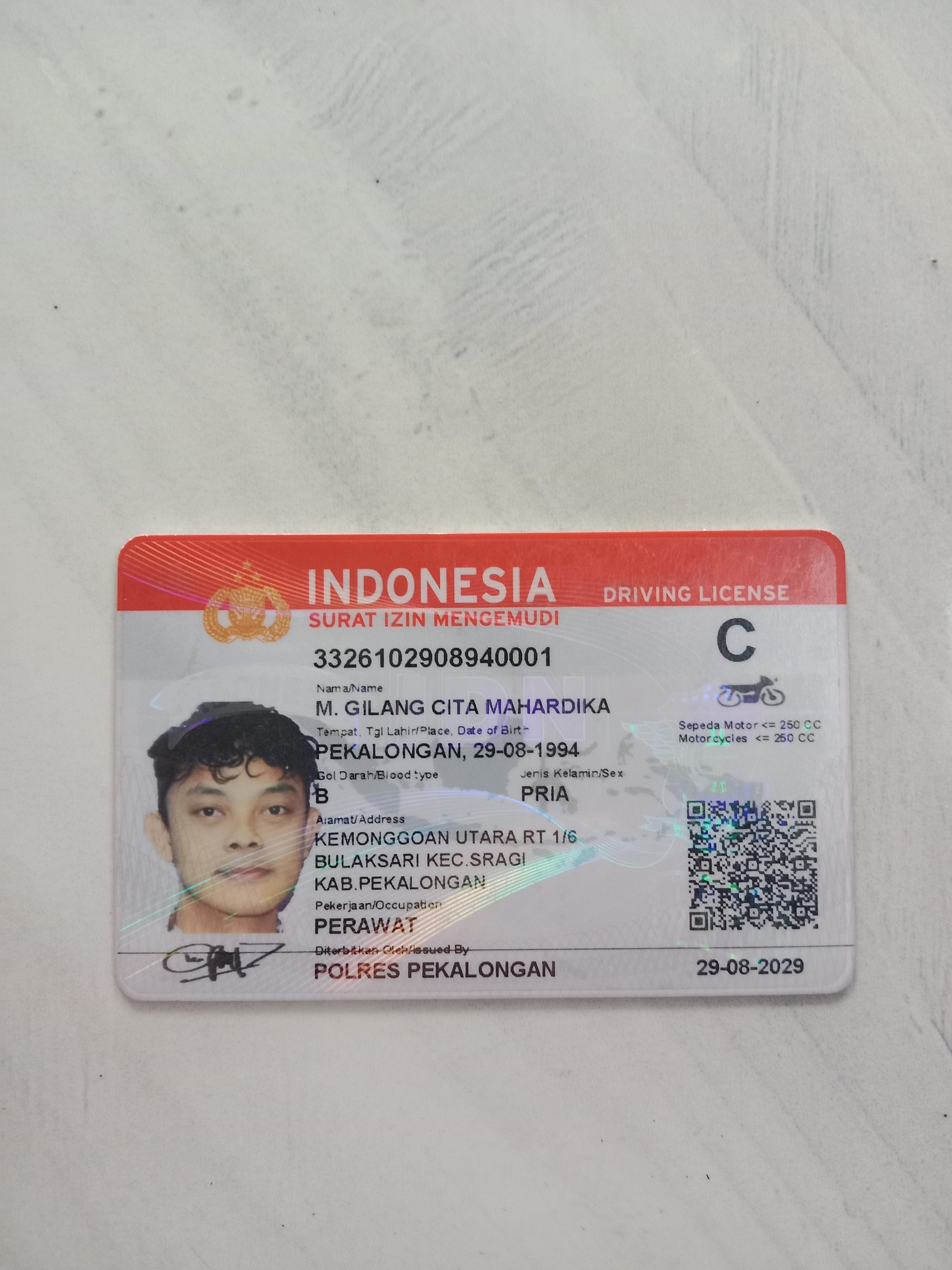 Foto laporan SIM C (TB0876)