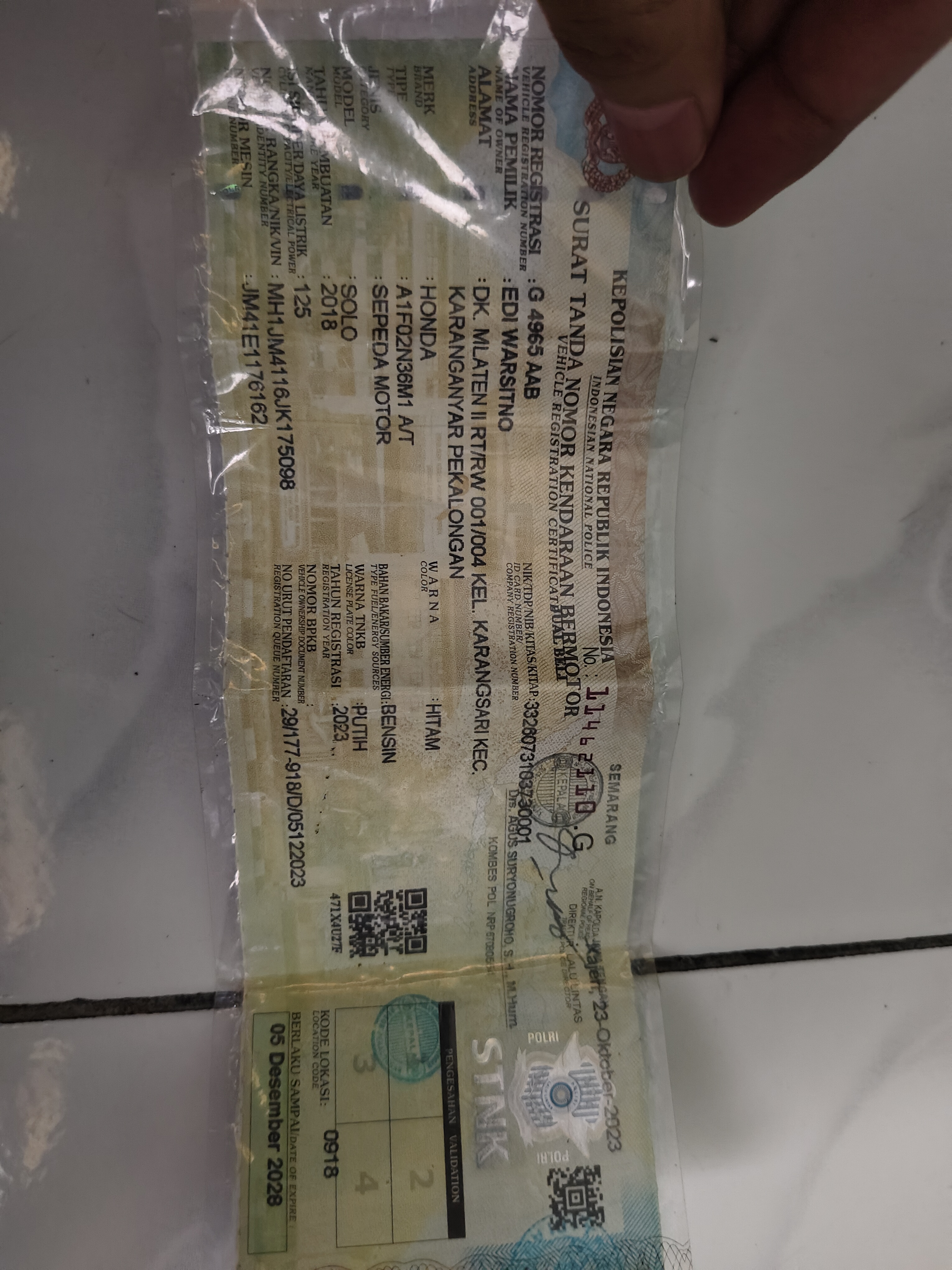 Foto laporan Stnk (TB1061)