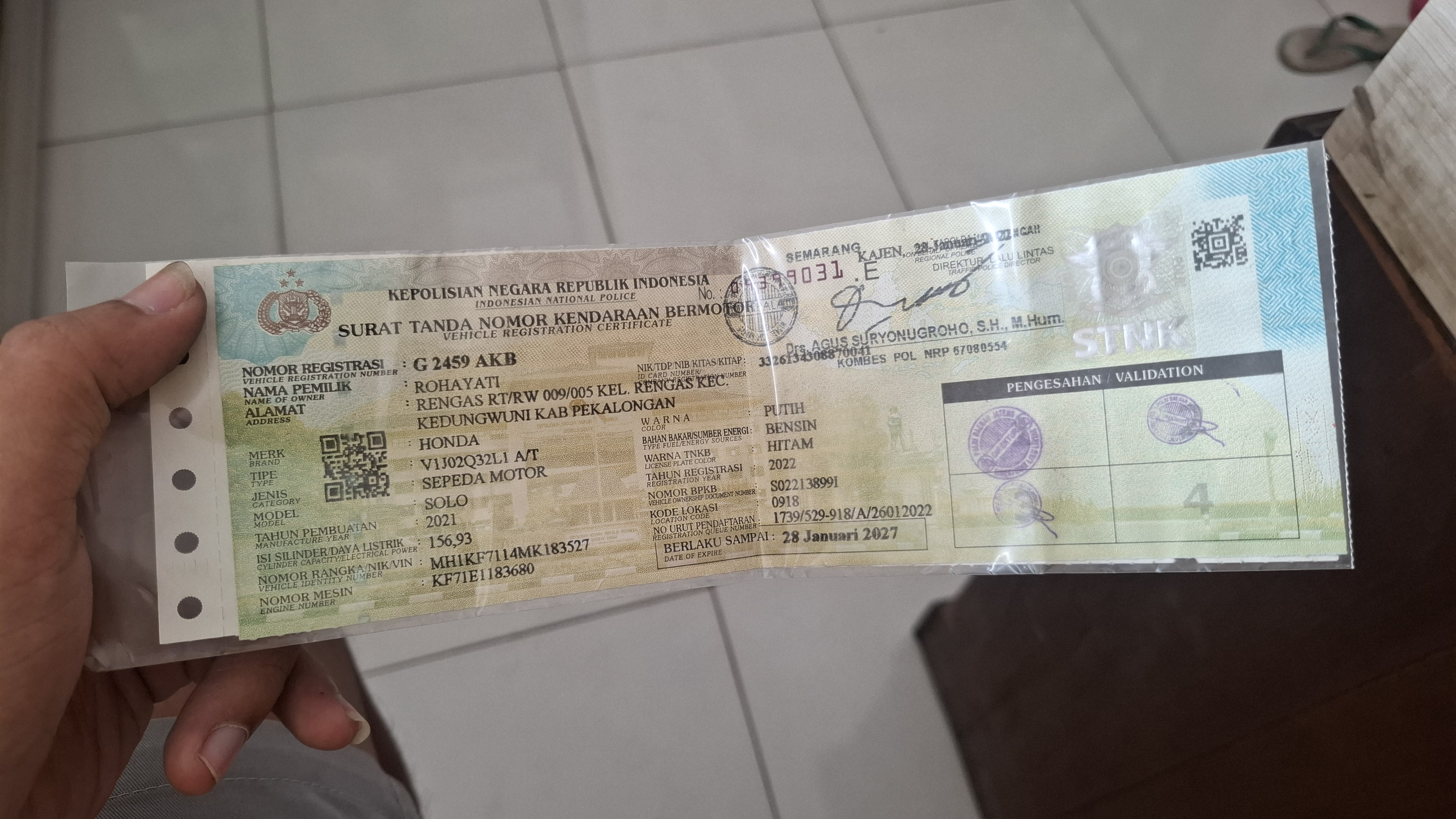 Foto laporan STNK (TB1102)