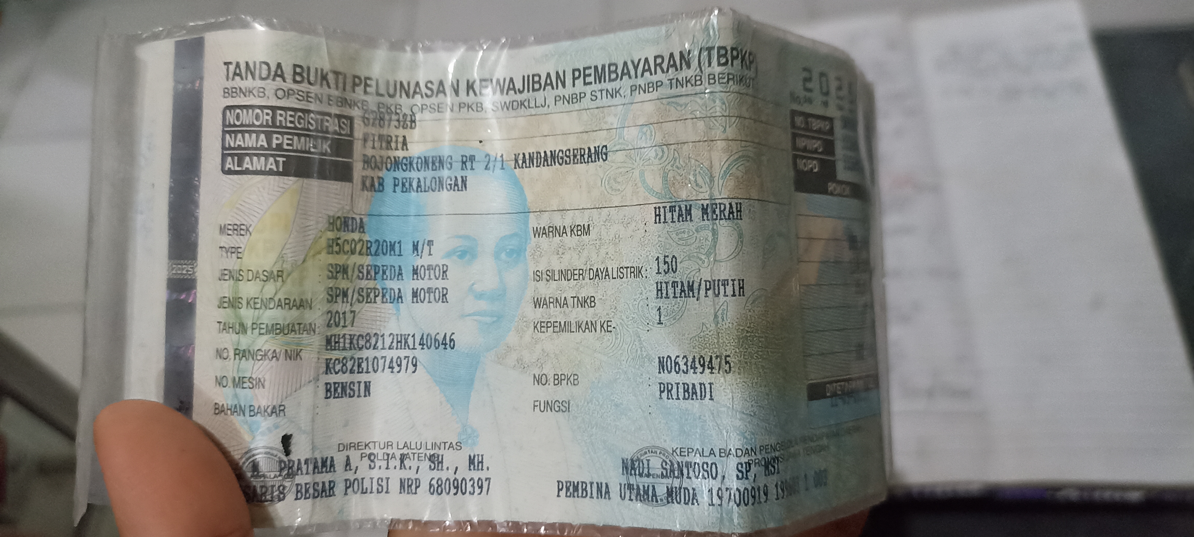 Foto laporan STNK motor (TB1206)