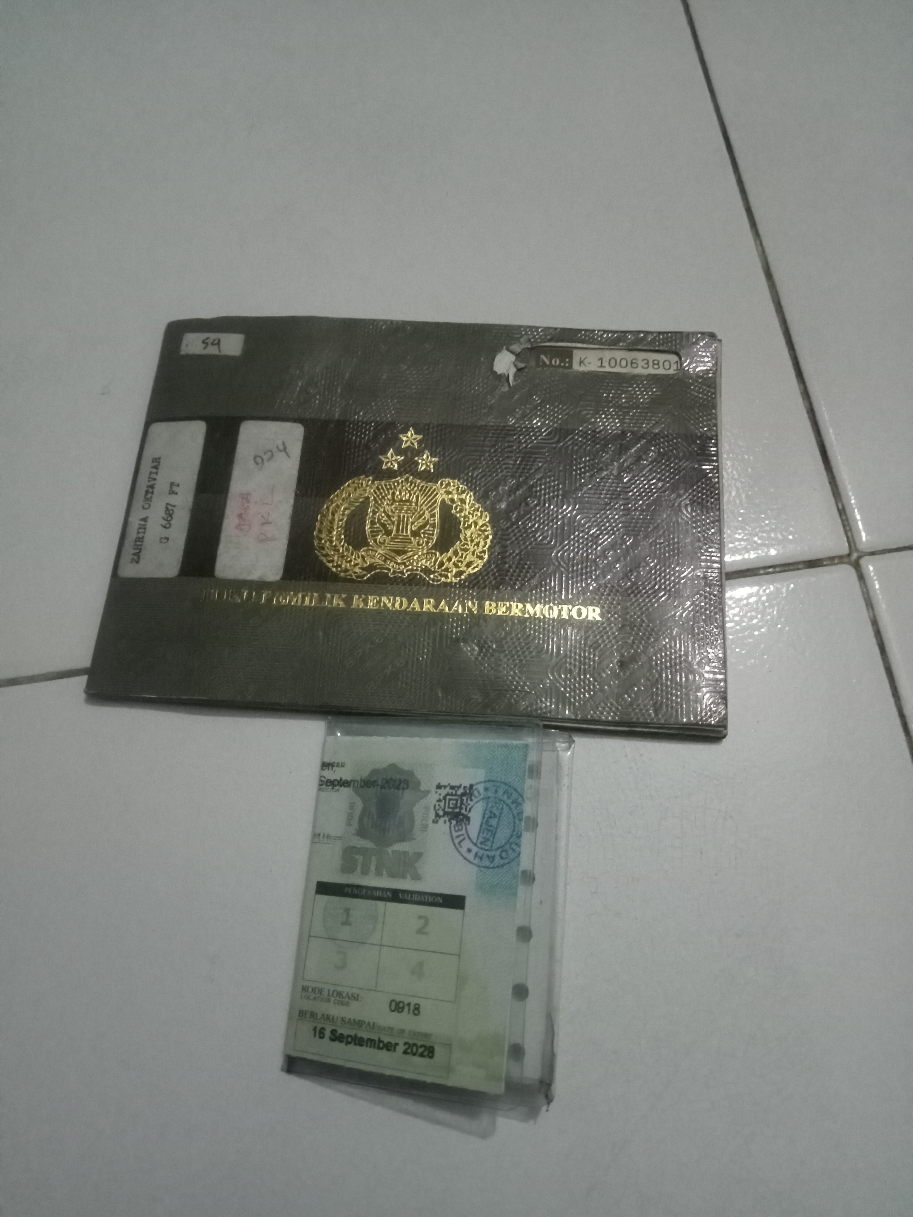 Foto laporan BBKB SAMA STNK MONTR (TB1421)