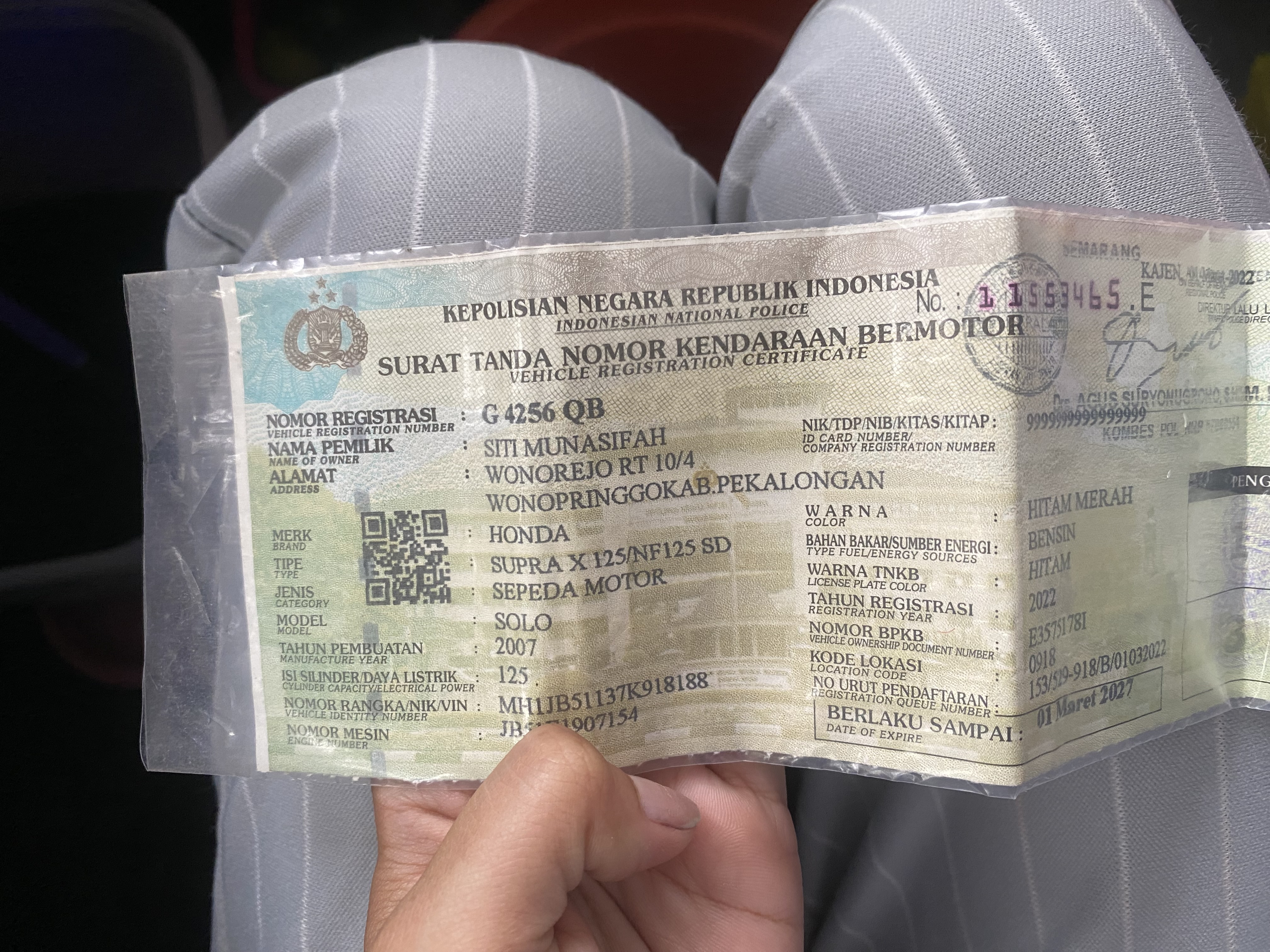 Foto laporan Stnk (TB1428)