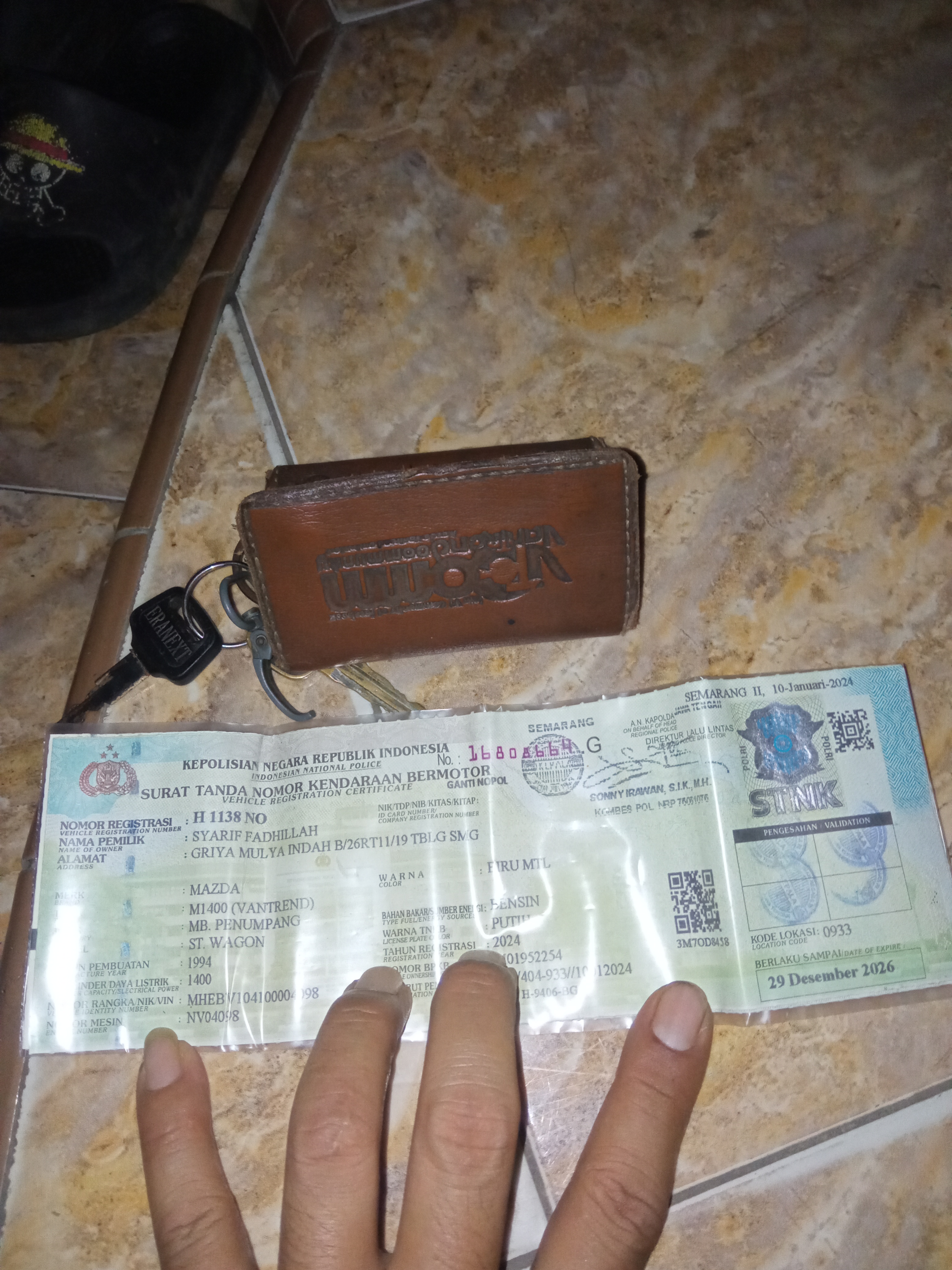 Foto laporan kunci + stnk (TB1453)